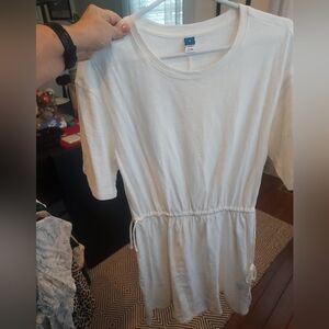 Old Navy White Cinched Waist Dress